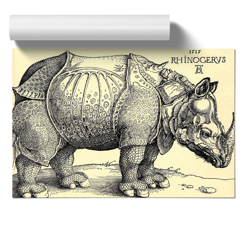 Rhinoceros by Albrecht Durer - Frameless Print, 21cm H x 30cm W x 0.1cm D