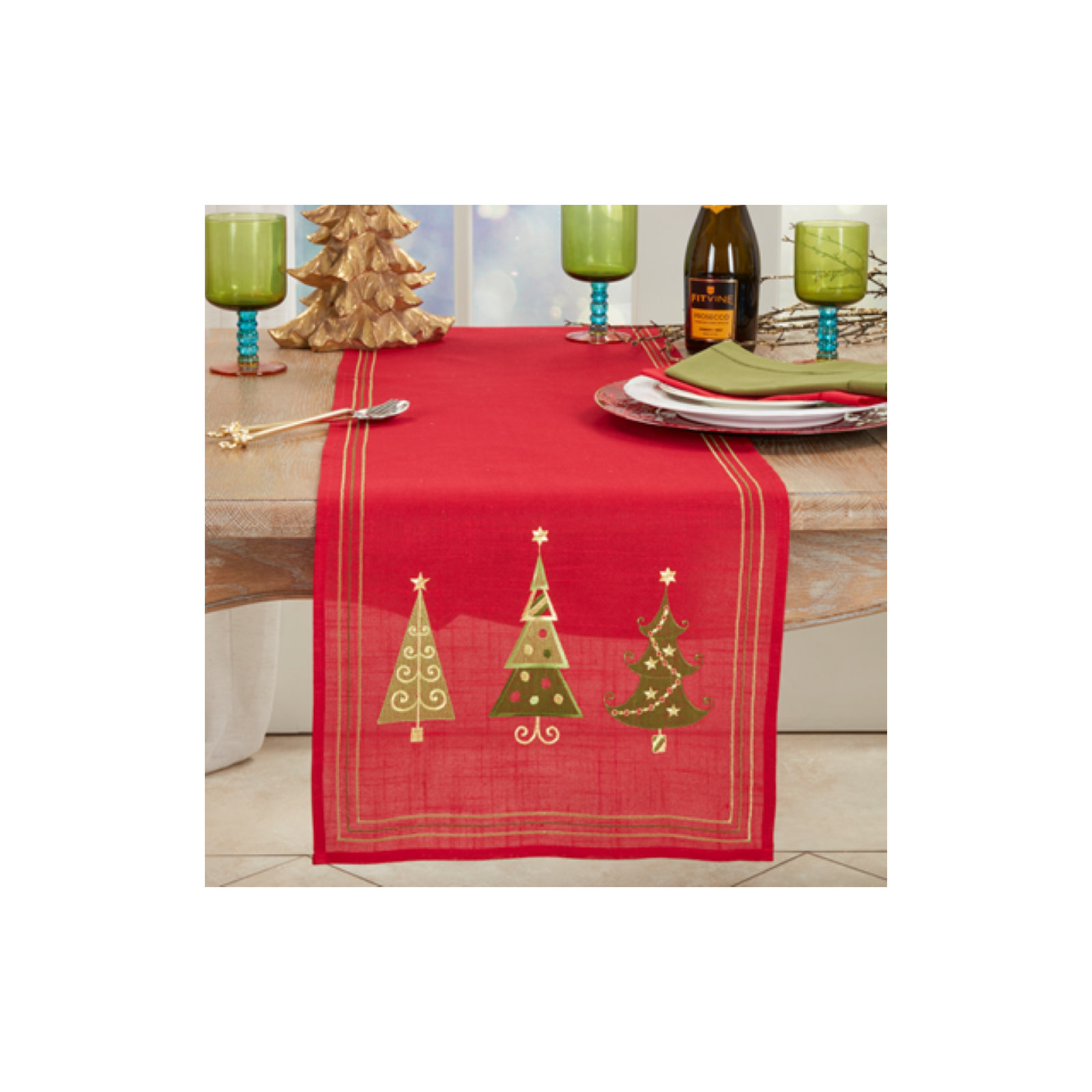 Floral Christmas Table Runnner, 54" x 16"
