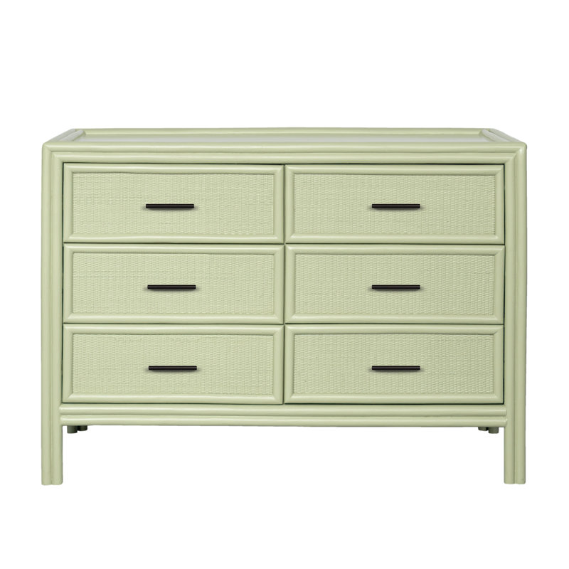 Commode double 6 tiroirs Aruba, Vert céleri