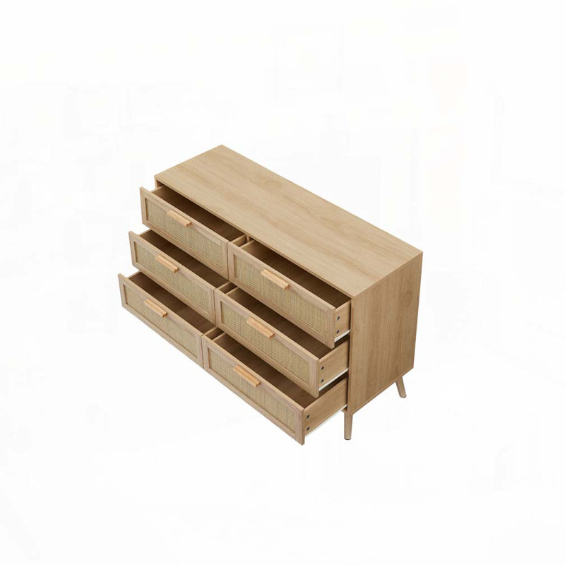 Commode à 6 tiroirs en rotin