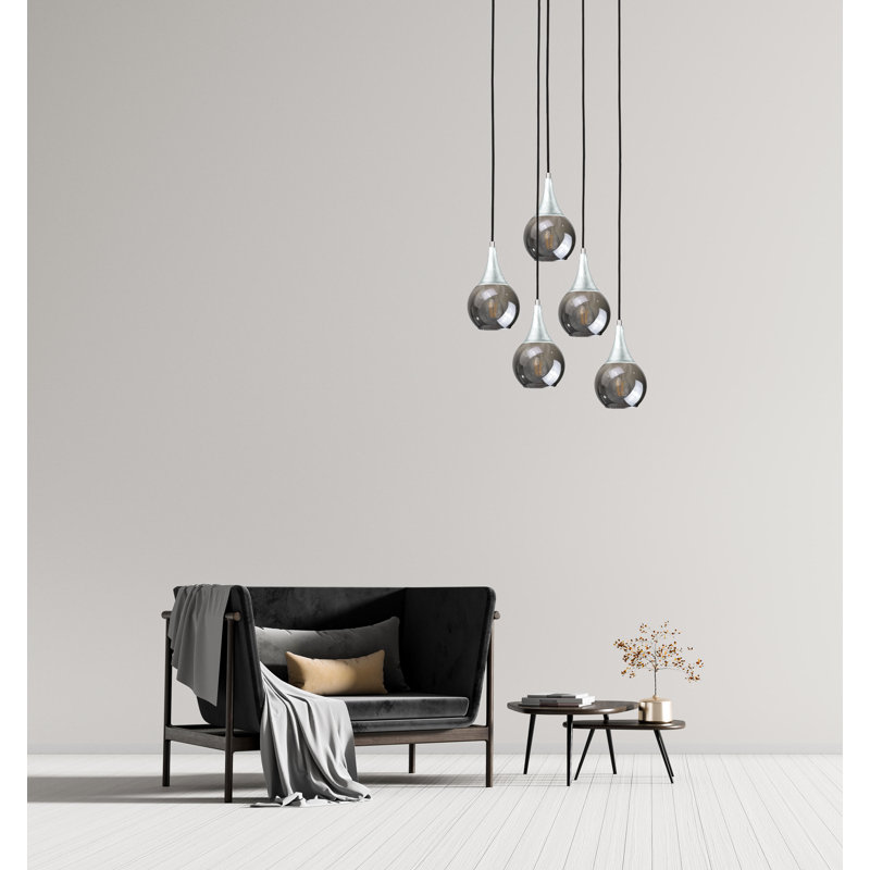 Creekmore 5 - Light Cluster Pendant, Grey, Black/Silver