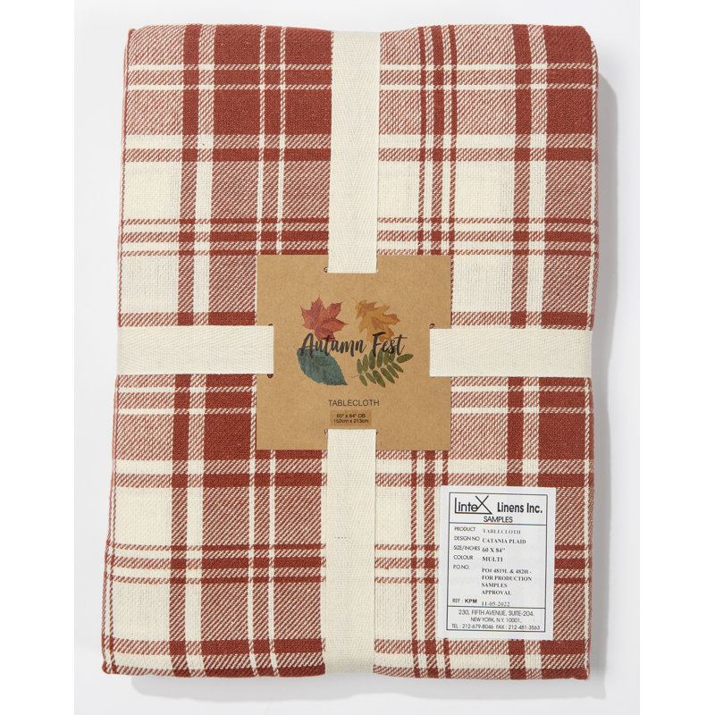 Catania Red and White Plaid Cotton Round Tablecloth