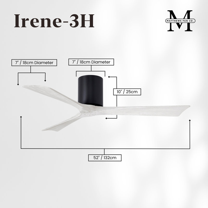 Irene Ceiling Fan, Matte Black, Matte White, 52"
