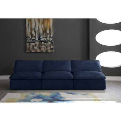 Canapé modulaire en velours sans accoudoirs avec coussins réversibles de 117 po