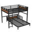 Lit superposé double au dessus d'un lit double / lit mezzanine en métal, lits superposés séparables, avec barrière de sécurité surélevée-275090680