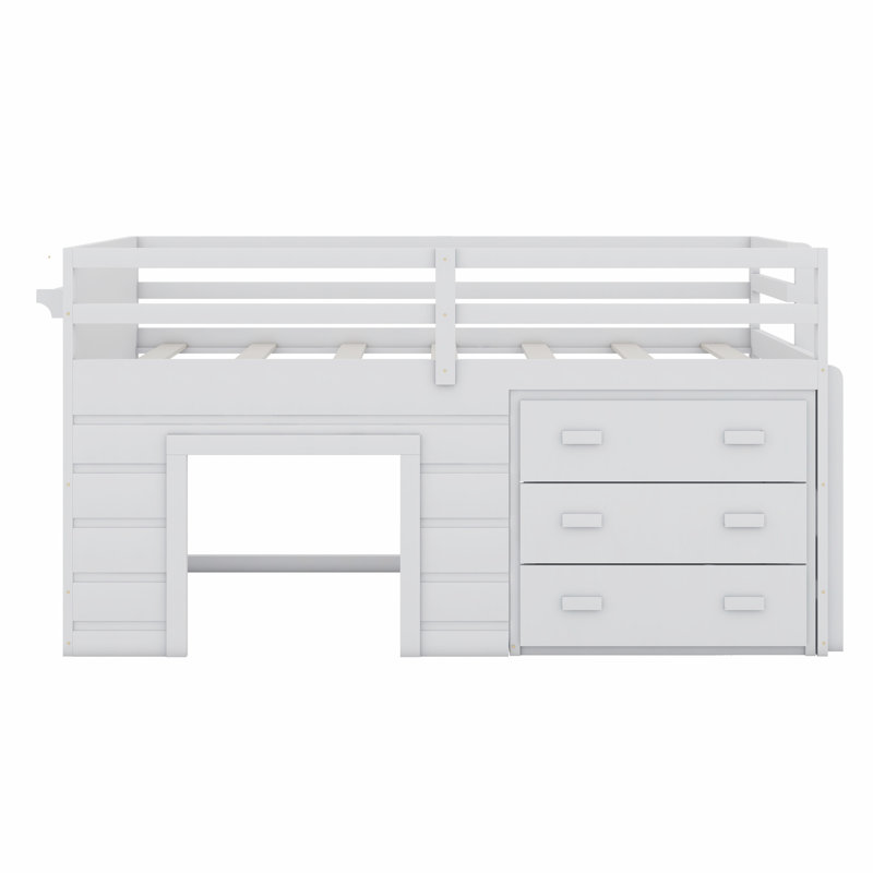 Lit mezzanine avec tiroirs et tablette, Blanc