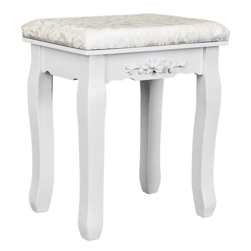 Solid Wood Accent Stool, White