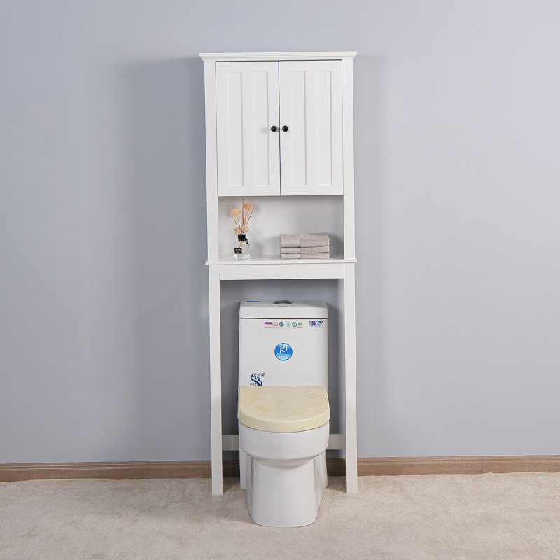 Bathroom Wooden Storage Cabinet Over-The-Toilet Space Saver With A Adjustable Shelf