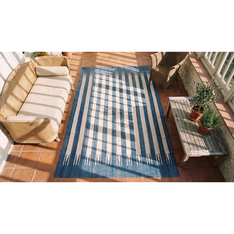 Charming Antique Dhurrie Striped Rug from India