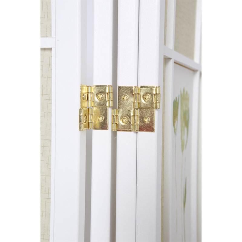 Cloison pliante en bois massif Boothbay, 4, Blanc