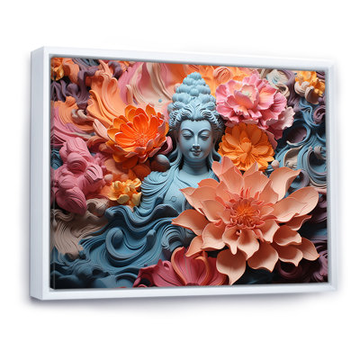 Statue de bouddhisme en fleurs I - décoration murale bouddhisme
