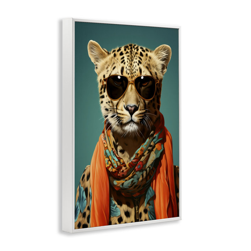 Giclée encadrée Safari Glamour Leopard, design par Andrea Haase, H 18 po x l 12 po, Giclée encadrée blanc bord de mer