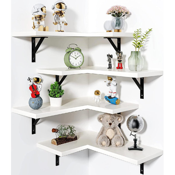 Latitude Run® 4 Piece Triangle Paulownia Bracket Shelf | Wayfair