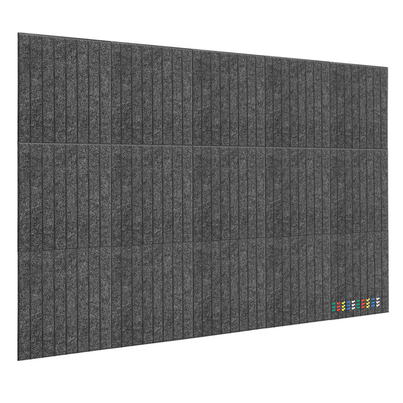 Grand tableau d'affichage mural 59 "x 36", paquet de 15 tuiles murales en feutre avec 30 punaises, tableau d'affichage mural décoratif pour bureau, maison, école, gris