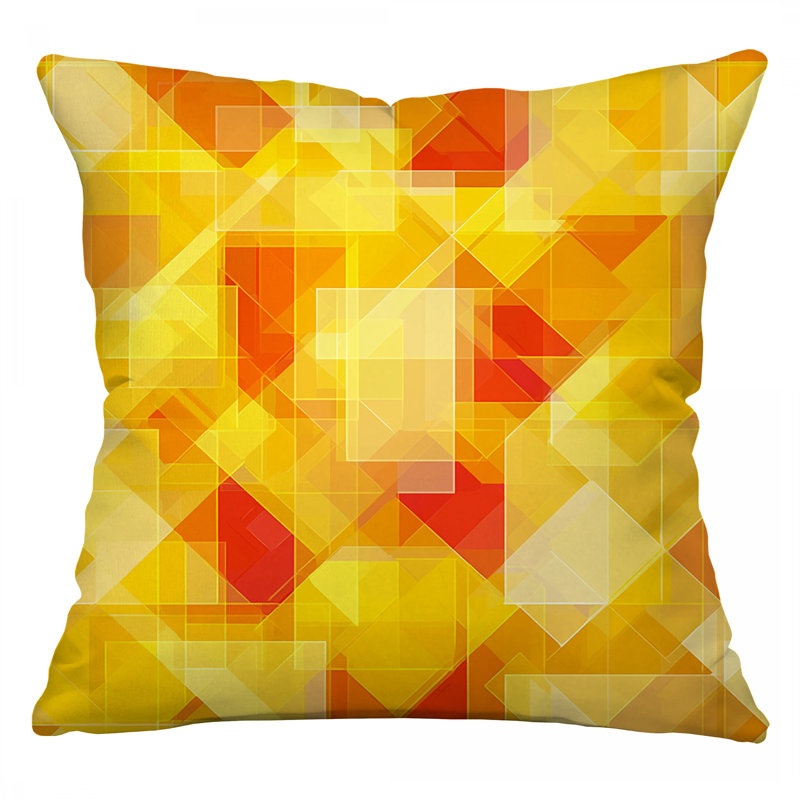 Coussin décoratif géométrique en sergé de coton à motif géométrique, Carré 14 po