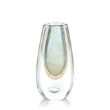 Gold Flecked Blue Handblown Glass Vase I