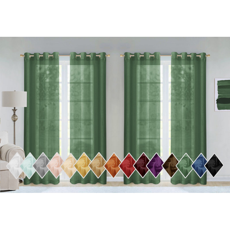 Gwenith Sheer Curtain Pair, Sage