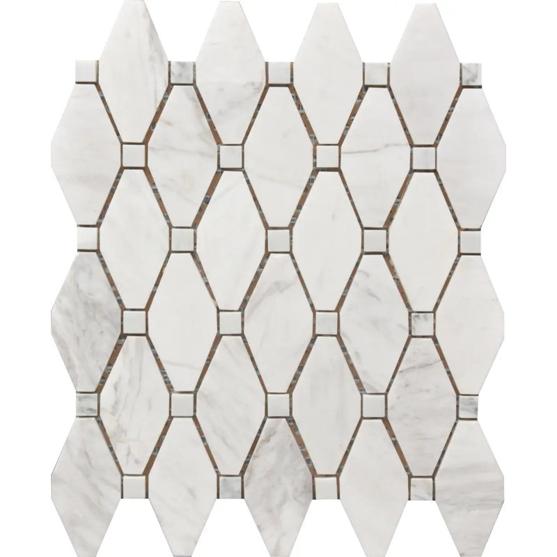 Grand carreau de mosaïque en marbre poli 12 po x 12 po Rhombus