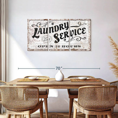 " Laundry Service Sign Multi Piece Canvas Print " 3 - Pieces