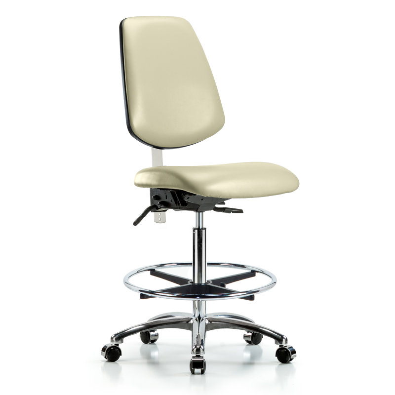Miah Vinyl Drafting Chair, Adobe, Casters, Not Included