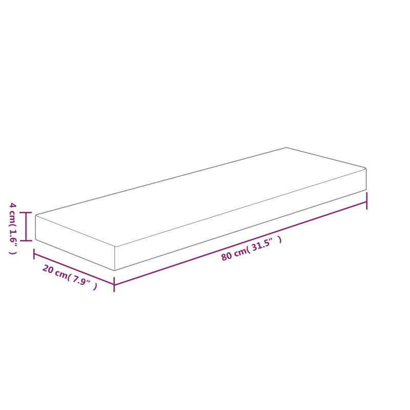 Kazuye Oak Solid Wood Floating Shelf, 4cm H x 80cm W x 20cm D