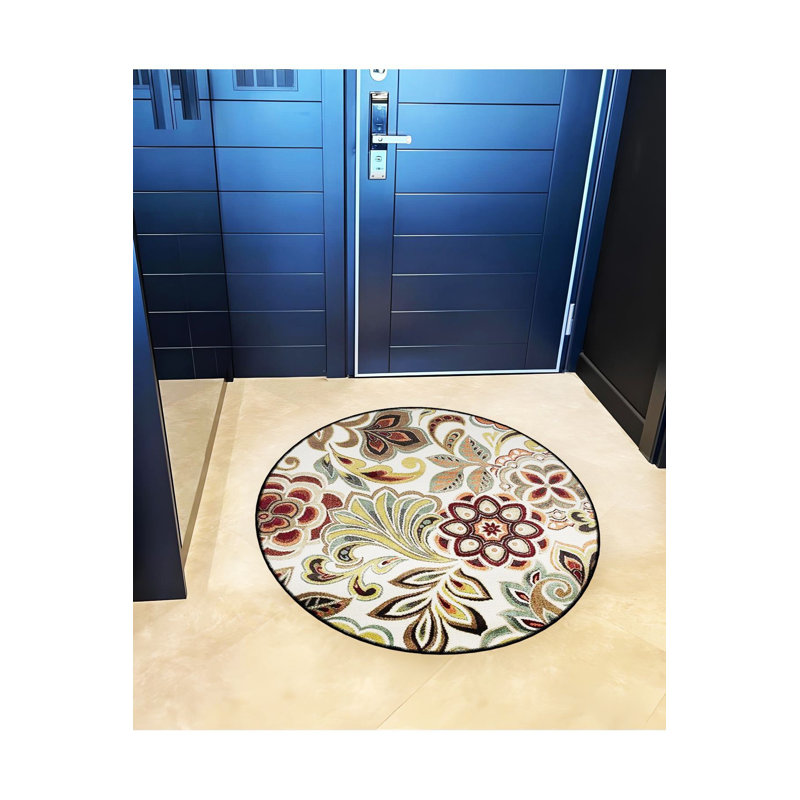 Tapis rond lavable à la machine, Sous-tapis rond 3 pi 11 po inclus