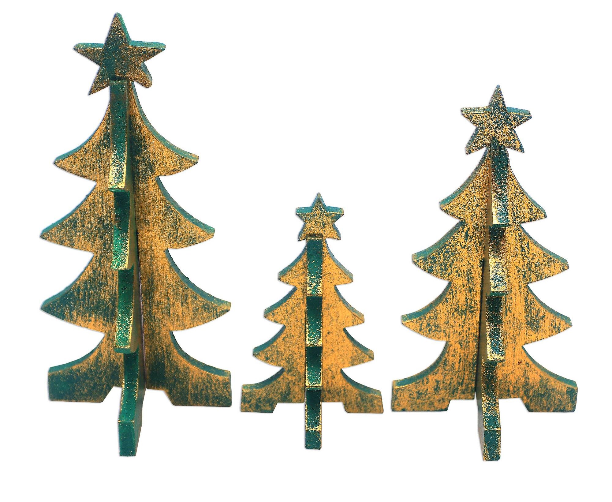 3 Pieces Wooden Christmas Tree Xmas Tree Centerpieces for Tables Christmas