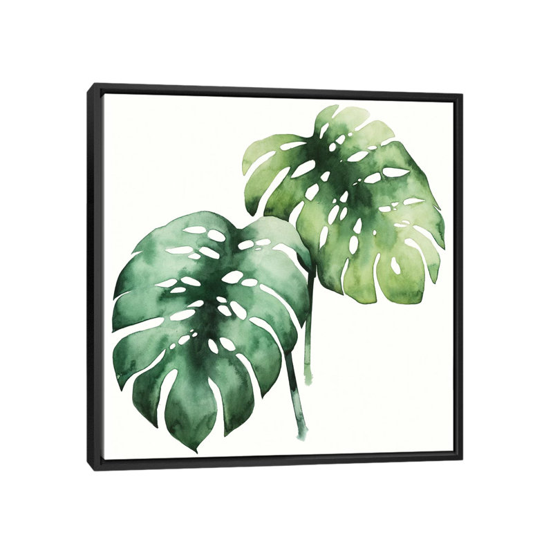 « tropical plante i », impression sur toile, H 18 po x l 18 po x P 1,5 po, Pas de tapis, Toile avec cadre noir