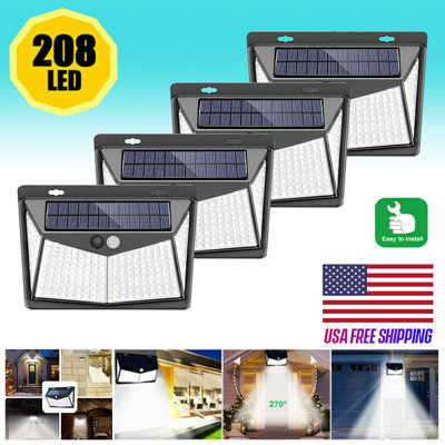 LED Solar Powered Motion Sensor Wall Light, 208Leds Outdoor Security Wall Pack (Set Of 4)