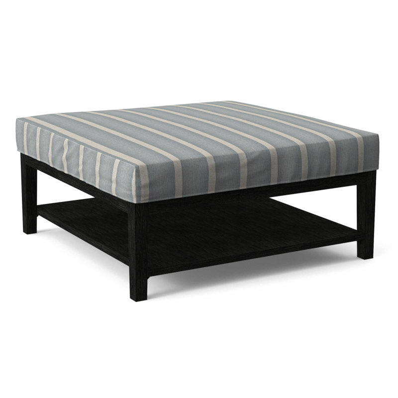 Repose-pieds Hammond avec rangement, Finition noir antique, Rayures bleu clair et blanches 0256-54