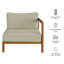 Fauteuil modulaire extérieur Peasnell en teck, accoudoir droit, couleur sable-1470996352