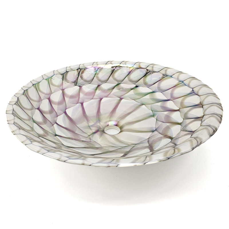 Ruvati 20.5'' Glass Oval Bathroom Sink, Nautilus Brown