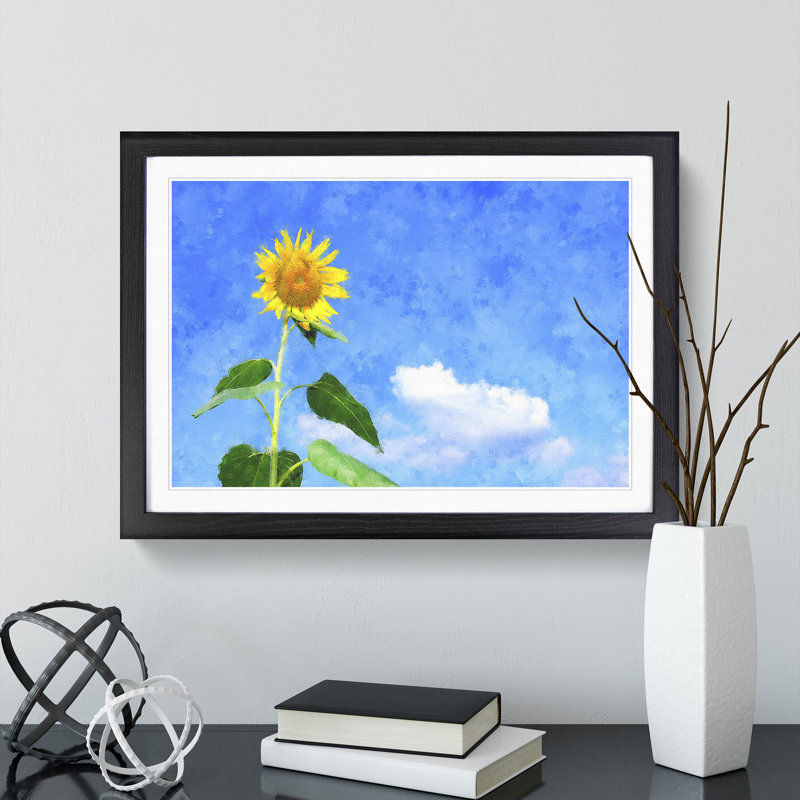 Sunflower Vol.3 - Picture Frame Painting, 36cm H x 48cm W x 2cm D, Black Framed