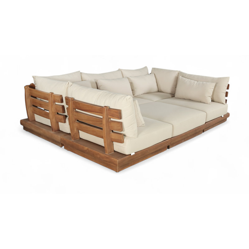 Ivry Water Resistant Fabric Upholstered Outdoor Patio Modular Sectional, Tan