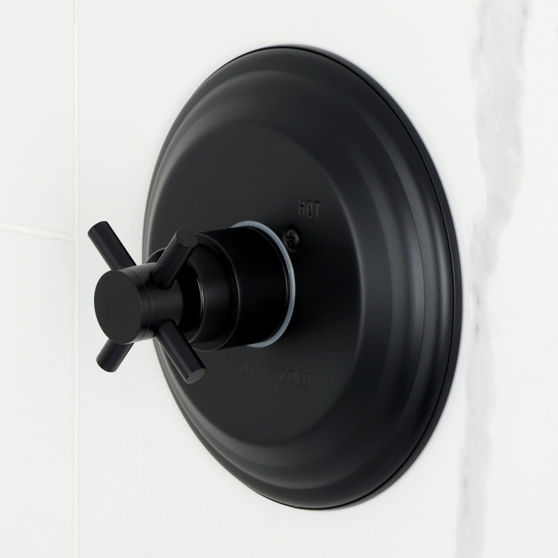 Robinet de baignoire et douche à pression équilibrée à poignée simple Kingston Brass Concord, Matte Black