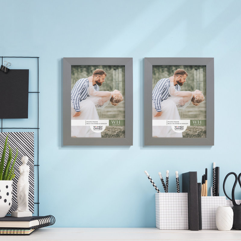 Ensemble de 2 cadres à photo simples en bois 3 po x 5 po noirs, Gris, 6 po x 8 po