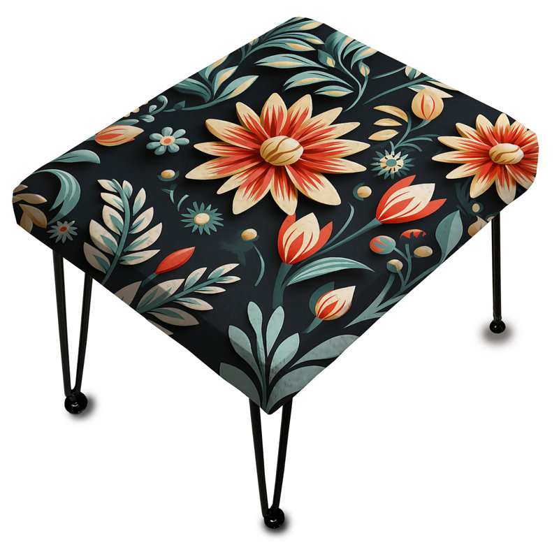 Tribal Green Damask Accents - Damask Rectangle Ottoman