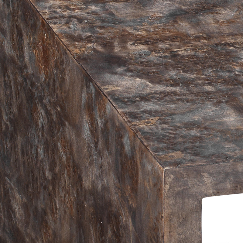 Bedford Burl Wood and Charcoal Marble Nesting Tables Set