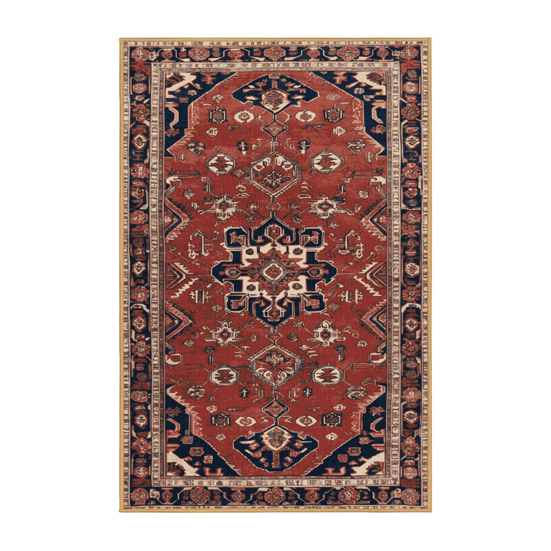 Machine Washable Persian Brown Area Rug, Rectangle 3' x 5'