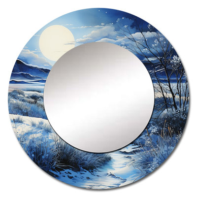 Desert Whispering Sands Pointillism - Desert Unique Wall Mirror, Global Round Mirror, Printed Metal Art