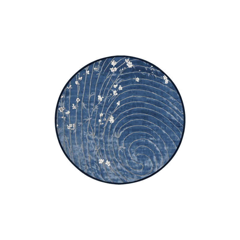 Tapis gris soyeux et moelleux, Rond 7 pi