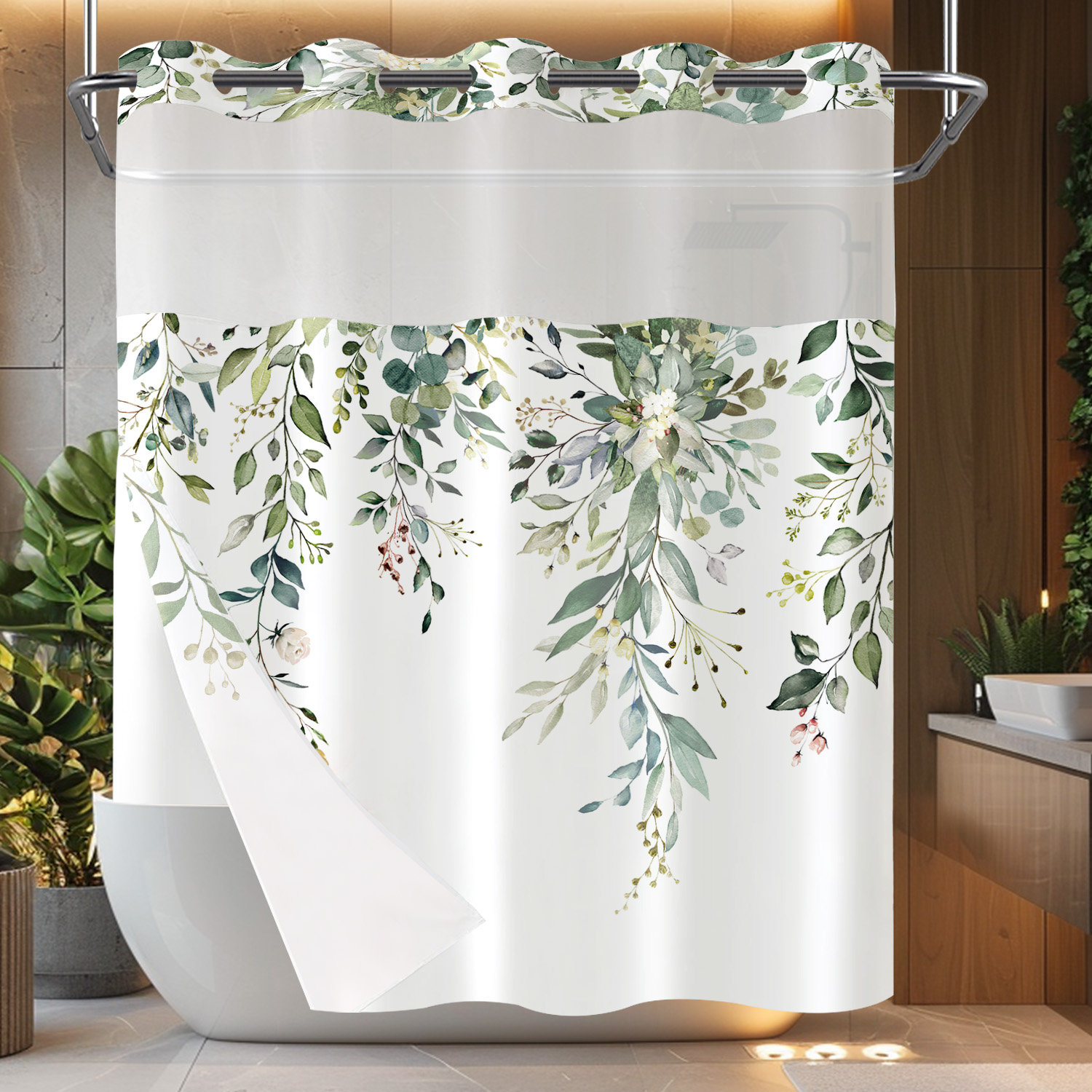 East Urban Home Jacobthomas Floral Shower Curtain with Liner Included ...