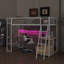 Lit mezzanine simple en métal avec bureau en L élégant et lumière DEL intégrée-1376263970