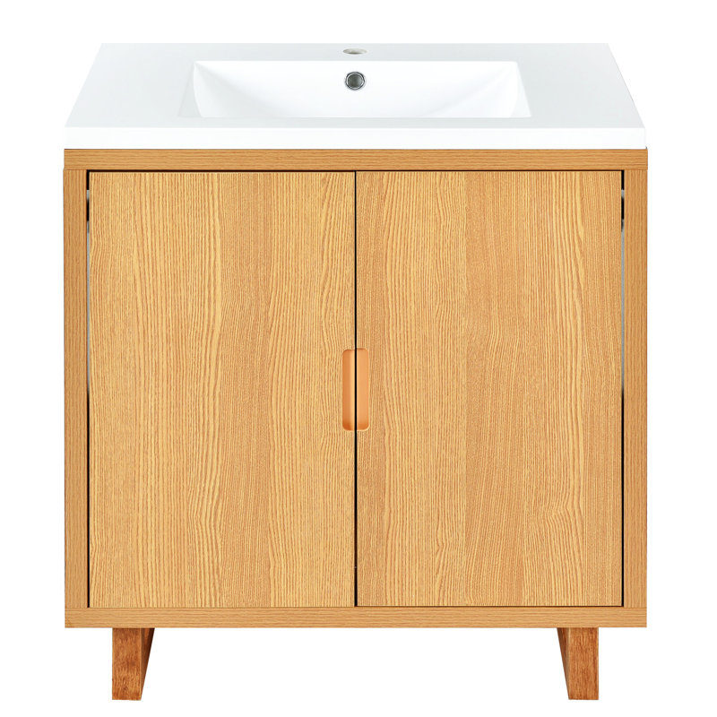 Ensemble de meuble-lavabo 30 po avec lavabo, armoire combinée, armoire de rangement pour salle de bain, structure en bois massif