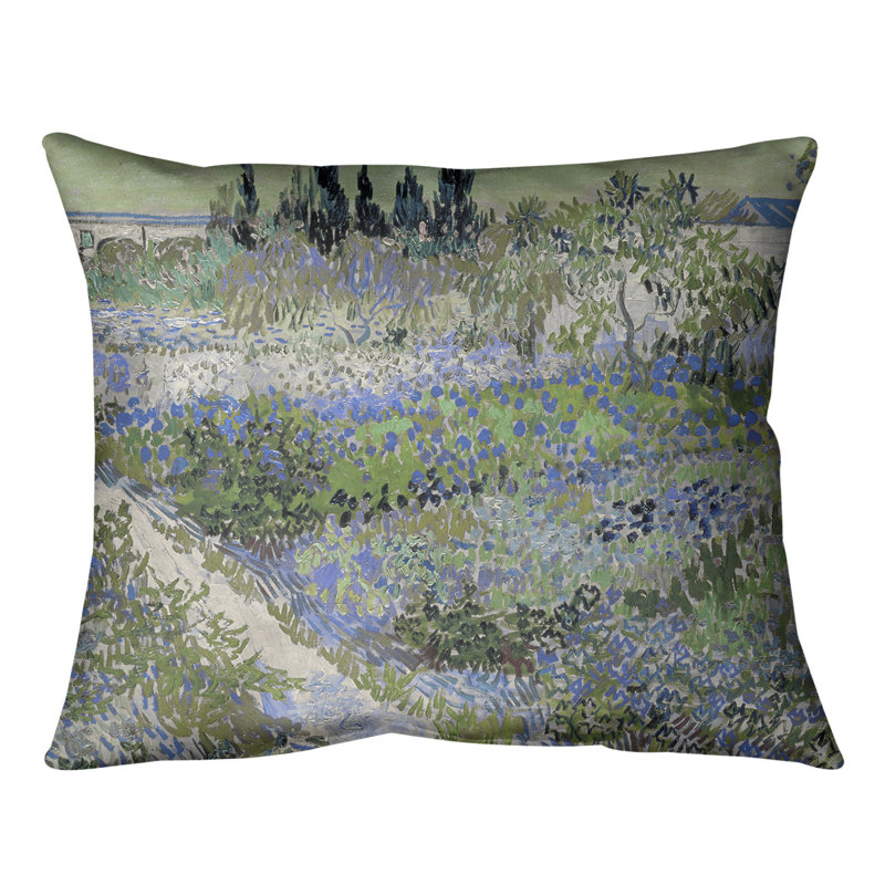 Coussin lombaire bluhender garten mit pfad, Bleu, 20 po x 14 po, Duvet synthétique