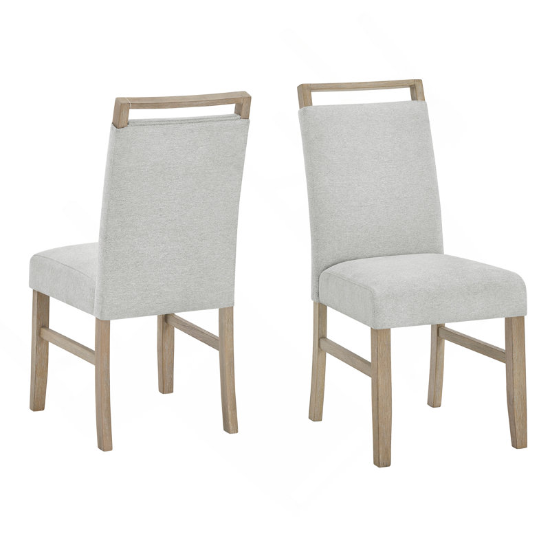 Ensemble de 2 chaises d'appoint Tabitha avec finition en chêne clair et tissu gris clair