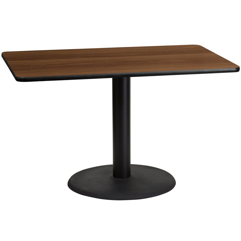 Plateau de table rectangulaire en stratifié Perin 30 po x 48 po avec base ronde de 24 po de hauteur Perin