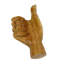 Statue de main en bois d'albésie naturelle rustique, pouce levé, pour bureau ou étagère, 19,7 cm de hauteur