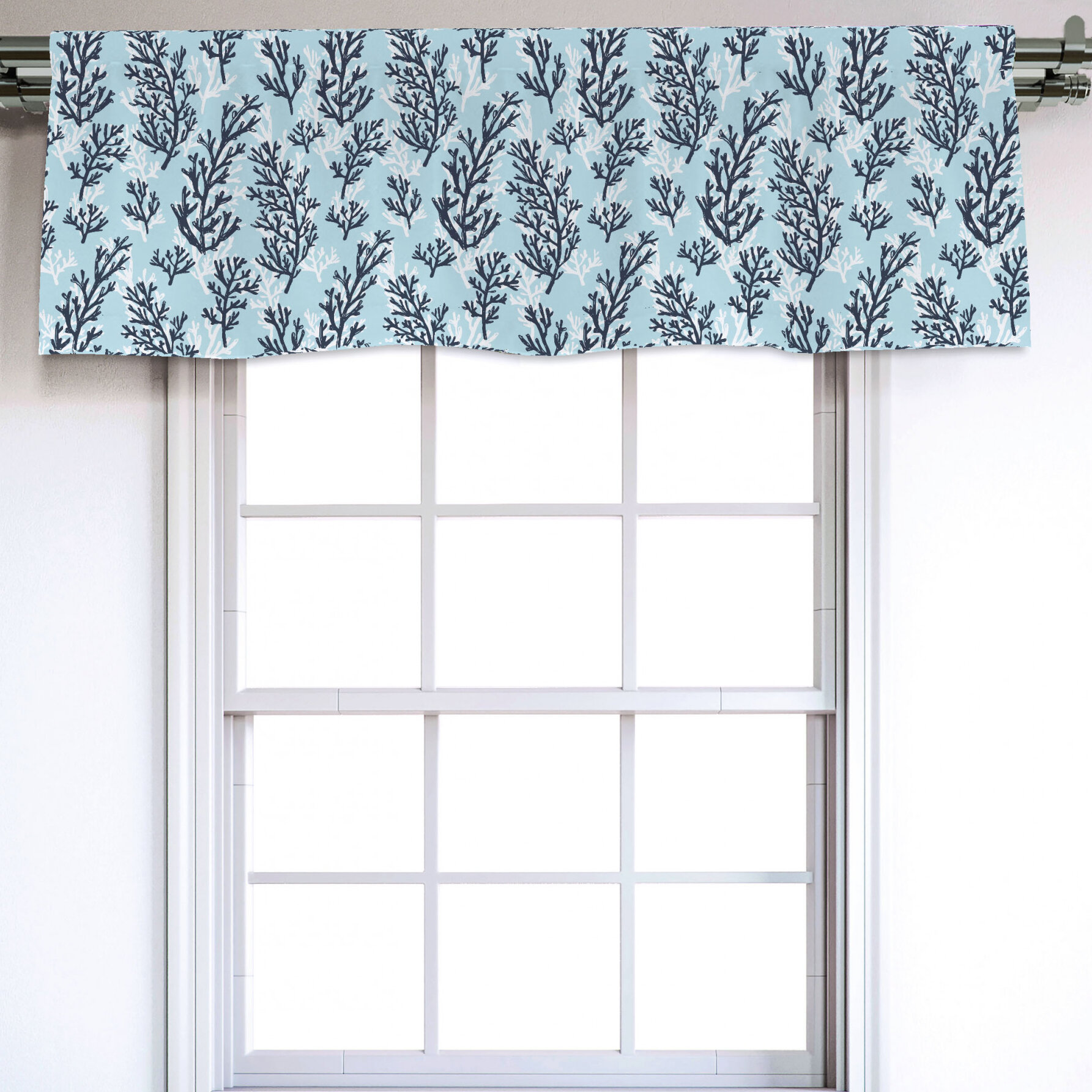 East Urban Home Floral Sateen Ruffled 54'' W Window Valance in | Wayfair