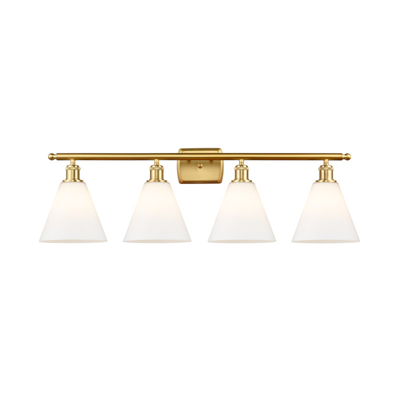 Éclairage pour salle de bain 4 lumières Hanny, Blanc mat, Or satiné, Incandescente